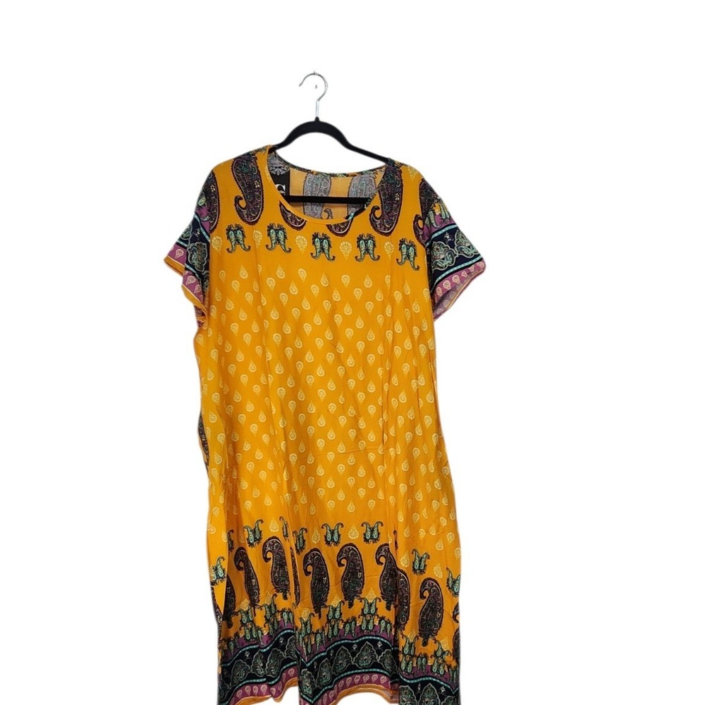Outfits Paisley Kaftan Dress Women One Size Mustard New‎ With Tags